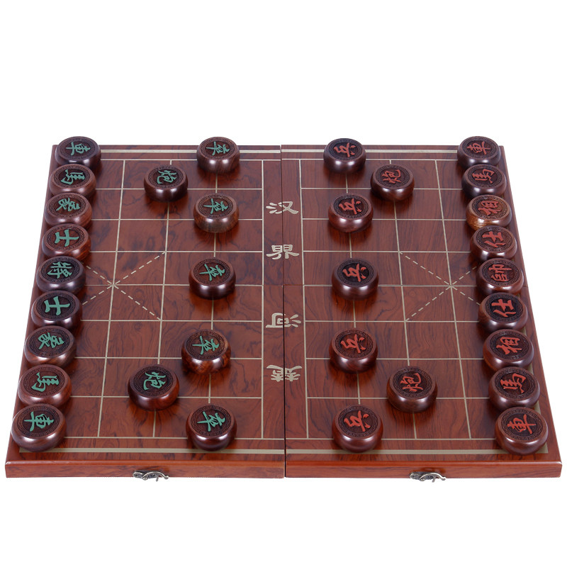 红酸枝中国象棋大号实木皮革棋盘