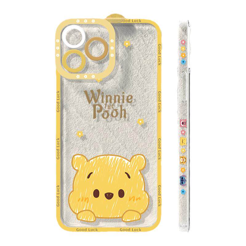 可爱卡通小熊适用苹果13手机壳iphone14pro新款ip15软xr创意12/11软x/xs网红8plus天使眼7透明