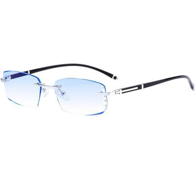 无框近视眼镜男款切边防蓝光变色