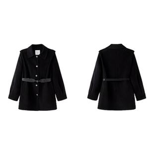 PIT赫本风100绵羊毛中长款复古翻领双面尼大衣宽松廓形外套女冬