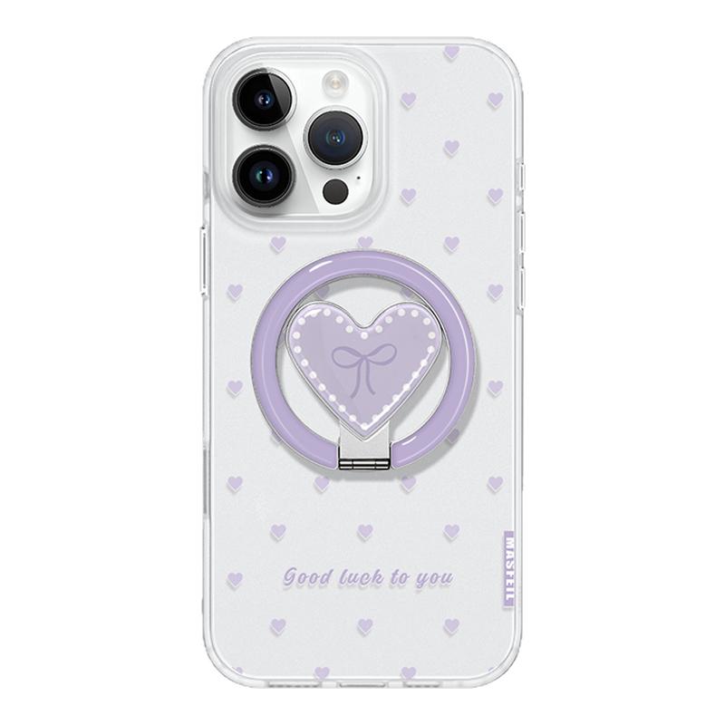 MASFEIL × 条纹爱心适用苹果17Promax手机壳新款Ro9磁吸带支架iPhone16Pro保护套15高级感女ip14pm简约超薄