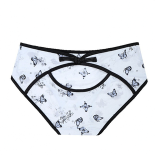 内裤女性感中国风水墨风锦纶蕾丝网纱纯欲大码镂空中式冰丝三角裤