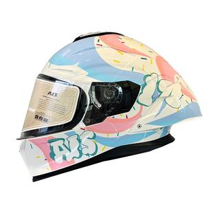 艾狮摩托车头盔女士机车全盔带蓝牙耳机3C认证大尾翼四季高颜值款