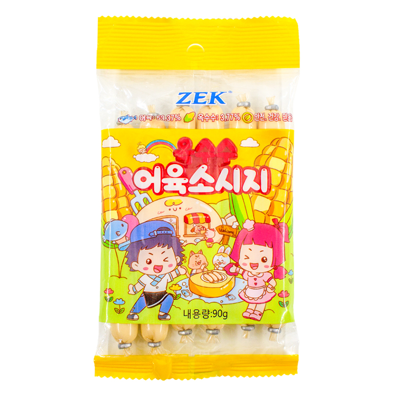 韩国进口zek深海鳕鱼肠玉米味即食营养健康宝宝零食鱼肉肠袋装90g