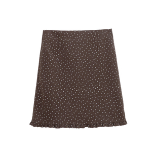 荒荒家 花边小花半身裙2025冬季新款法式少女设计小众a字短裙女