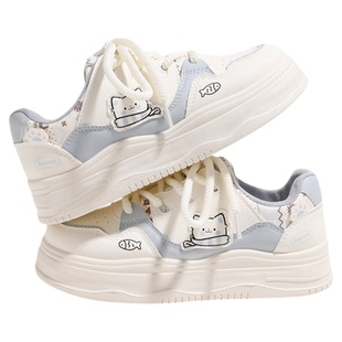 芭芭鸭女鞋百搭板鞋厚底小白鞋女学生初中生鞋子可爱休闲鞋面包鞋