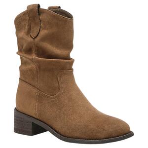 saturdaymode堆堆靴女西部牛仔靴