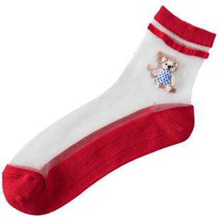 春秋防滑纯棉底玻璃丝袜水晶短袜冰丝袜子女中筒耐磨夏天薄款透明