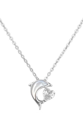 925纯银海豚爱心项链女