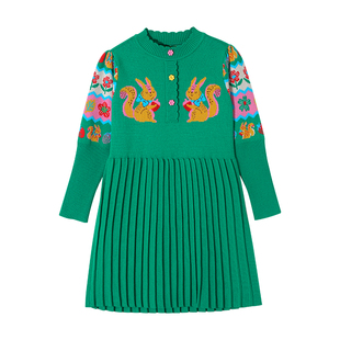 女童毛衣裙2025新款儿童长袖针织连衣裙公主长裙中大童中长款裙子