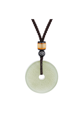 和田玉山鬼花钱吊坠男女同款