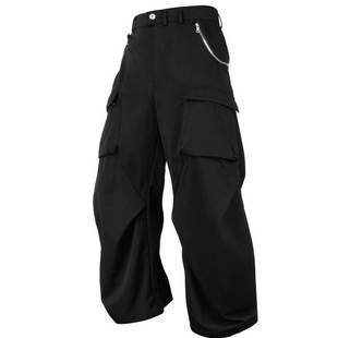 「讶梦」羊毛混纺三防处理裤链打褶阔腿裤P43「侵蚀装备」