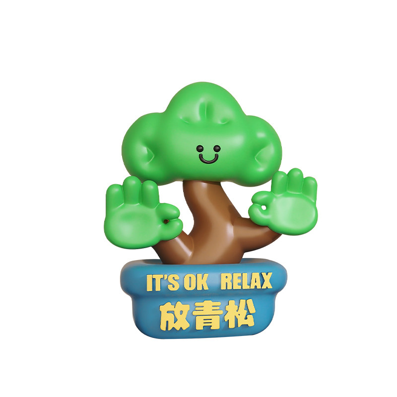 放轻松不焦虑莫生气工位稳定情绪神器治愈小摆件可爱办公桌装饰品