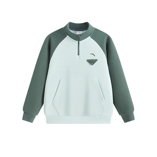 安踏儿童男大童针织套头衫2026年春季新款舒适亲肤中大童立领卫衣