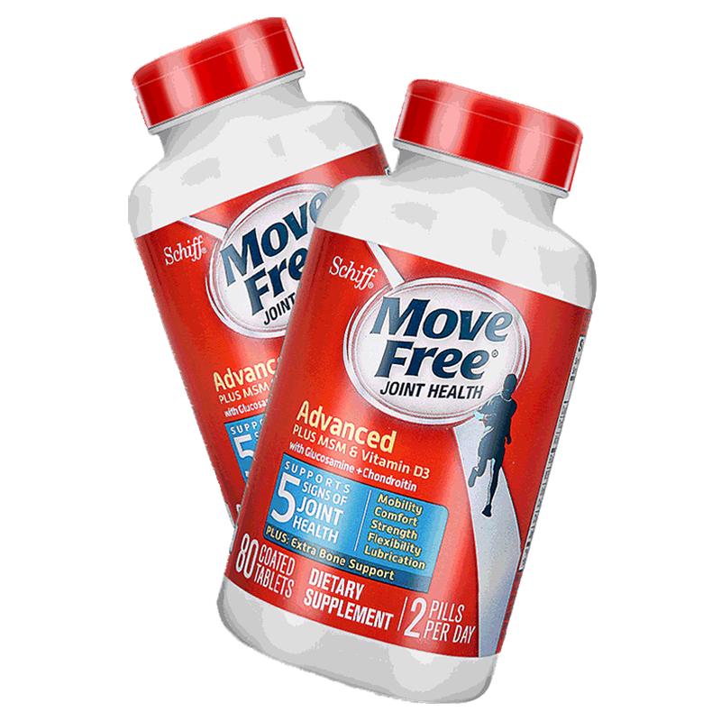 【自营】MoveFree益节维骨力氨糖软骨素葡萄糖维生素D80粒*2关节