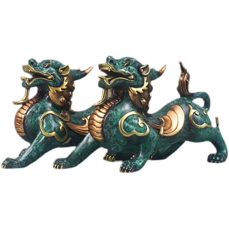 纯铜貔貅摆件一对公母黄铜工艺品