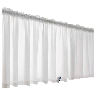 免打孔透光不透人白色纱帘魔术贴半帘橱柜防尘帘厨房门帘飘窗短帘