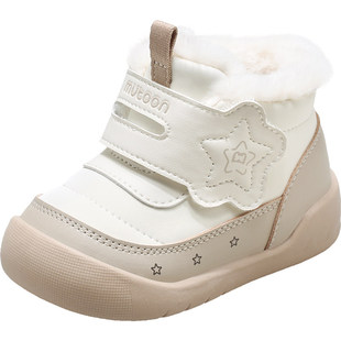 牧童婴幼儿步前鞋2025冬季新款女宝宝软底雪地靴加绒保暖男童棉鞋