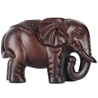 花梨木雕大象摆件一对客厅装饰品