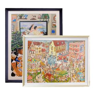 拼图框1000片70X50X75相框架一千500片2000片实木框画框拼图裱框