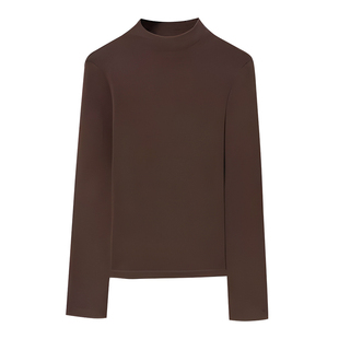 时尚小立领打底衫女内搭2025新款长袖T恤修身显瘦遮肚子秋冬上衣