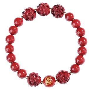 2026马年朱砂三合手链本命年手串六合十二生肖属马鼠兔牛男女礼物