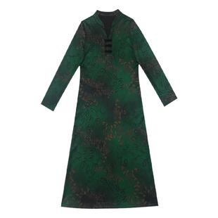 旗袍改良版妈妈装连衣裙2025春秋大码显瘦长袖裙子气质冬季打底裙