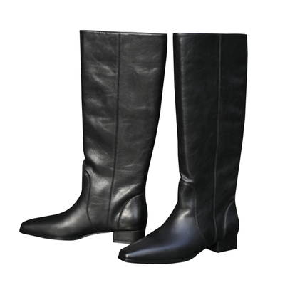 限量款进口油蜡牛皮长筒骑士靴