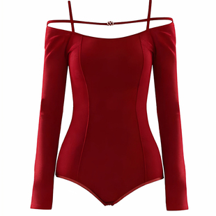 美辰舞蹈服装冬季新款长袖拉丁舞成人女高级感专业练功服连体上衣