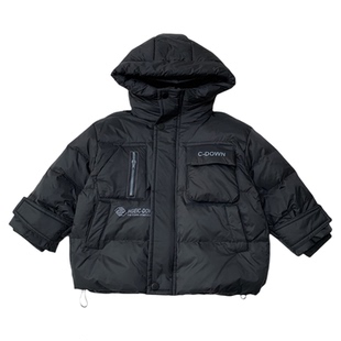 男童羽绒服连帽外套冬季2024新款男孩保暖白鸭绒上衣中小童面包服