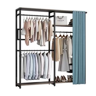 衣帽架落地卧室客厅床边多功能组合家用收纳加粗鞋架柜一体挂衣架