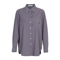 婉甸2025年秋季新品岩石灰高智感烫钻衬衫1243S06GL2