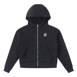 Converse匡威冬女款短款外套黑色休闲拉链开衫 10027936-A02