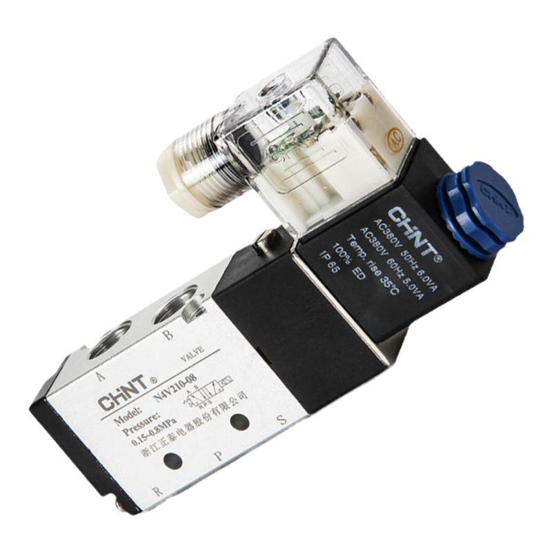 正泰电磁阀4v210-08气动12v气阀控制器开关24v电子阀220v二位五通