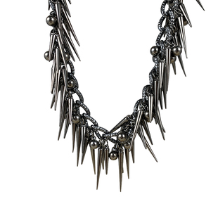 YSHXS小众设计感铆钉圆珠流苏项链女个性夸张新款重工亚比配饰