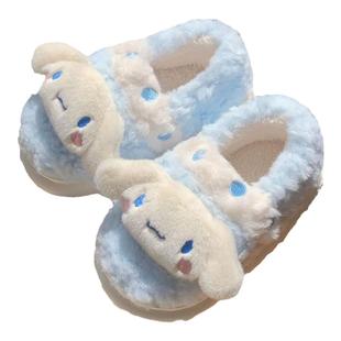 三丽鸥可爱玉桂狗室内防滑外穿亲子包跟男女童冬季儿童卡通棉拖鞋