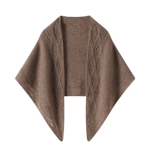 厂家100%山羊绒亲肤感软糯针织保暖三角巾花型羊绒披肩围巾