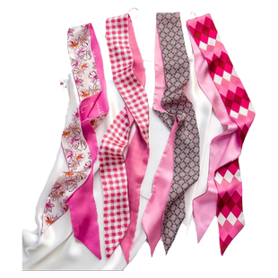 法式粉色小长条窄丝巾女绑包丝带编发带飘带装饰腰带配裙子牛仔裤