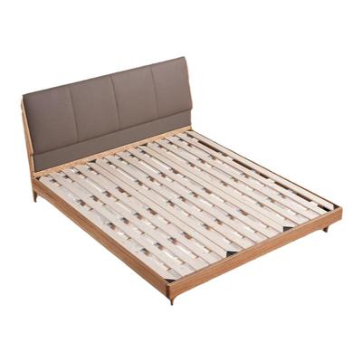 大自然软包实木床白蜡木头层牛皮大床床架 B76