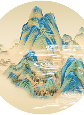 千里江山图可定制装饰画自粘