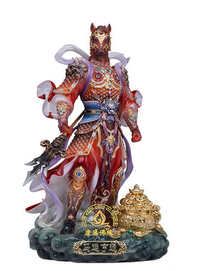 马将军像汉白玉唐彩马年供奉摆件