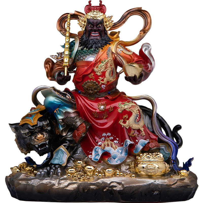 赵公明神像摆件树脂唐彩五路财神家用供奉骑虎赵元帅武财神店铺