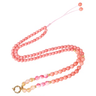 泰国佛牌链吊坠绳唐卡文玩女士女生甜美蜜桃粉玉髓新中式琉璃挂绳