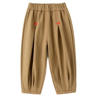 嘟嘟家儿童拜年服喜庆年装唐装裤子冬季宝宝长裤加绒男童女童衣服