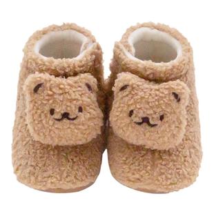 YOUGE幼歌 儿童加绒保暖短靴宝宝加厚学步鞋婴儿冬季立体熊仔棉鞋