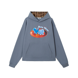 2727WORLD 法老 布丁小狗印花连帽卫衣 美式复古街头国潮流休闲