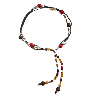 薛凯琪同款串珠腰链女复古民族风编织绳腰带波西米亚百搭腰绳配饰