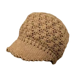 2025针织百搭宽松时尚女士韩版秋冬鸭舌帽遮白发手工针织保暖帽子