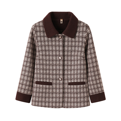 中年妈妈复古优雅格纹外套