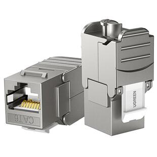 绿联超六类免打网络模块rj45对接网线屏蔽插座电脑综合布线施工安装修cat7类超千兆万双直通头连接器母座